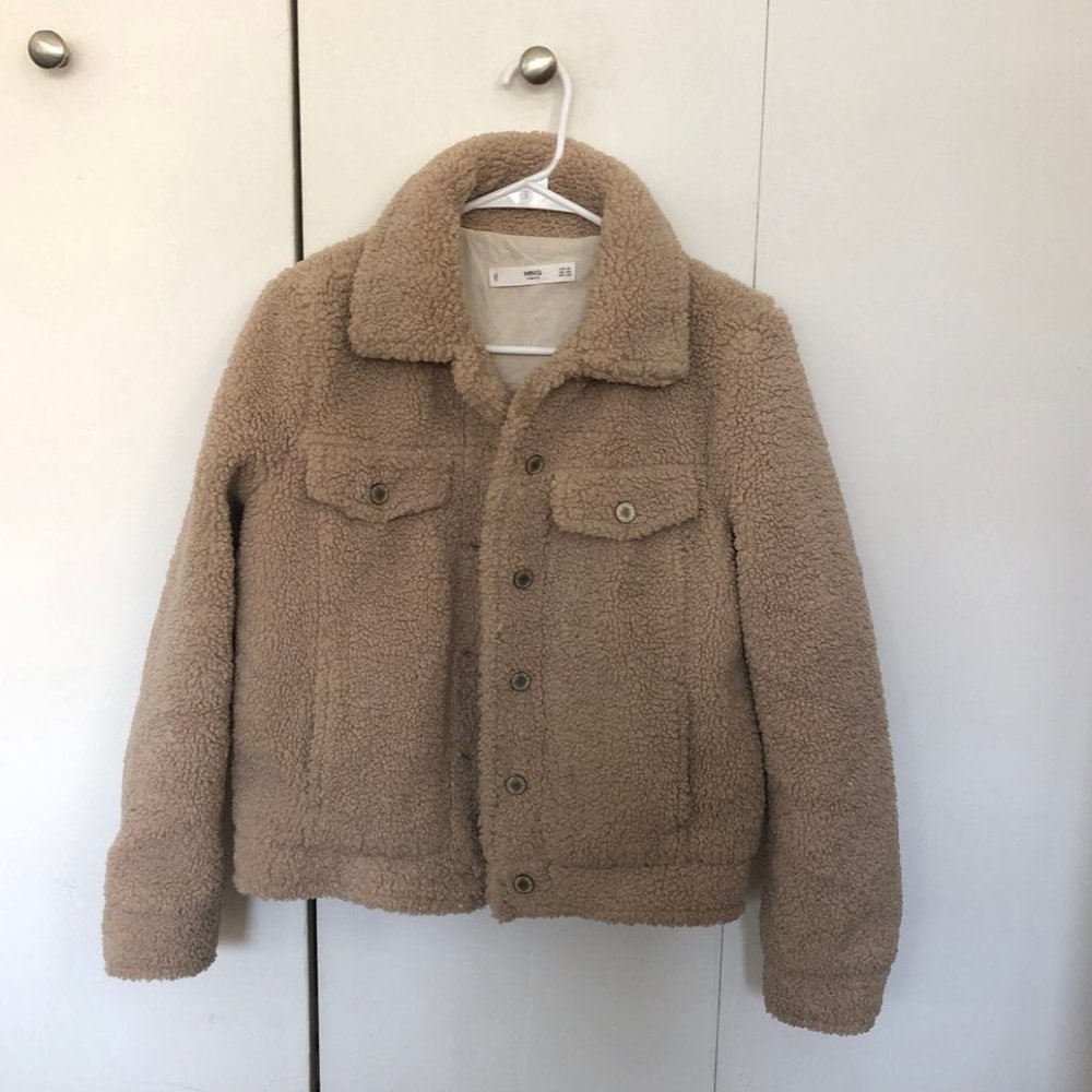 Mango fuzzy trucker jacket